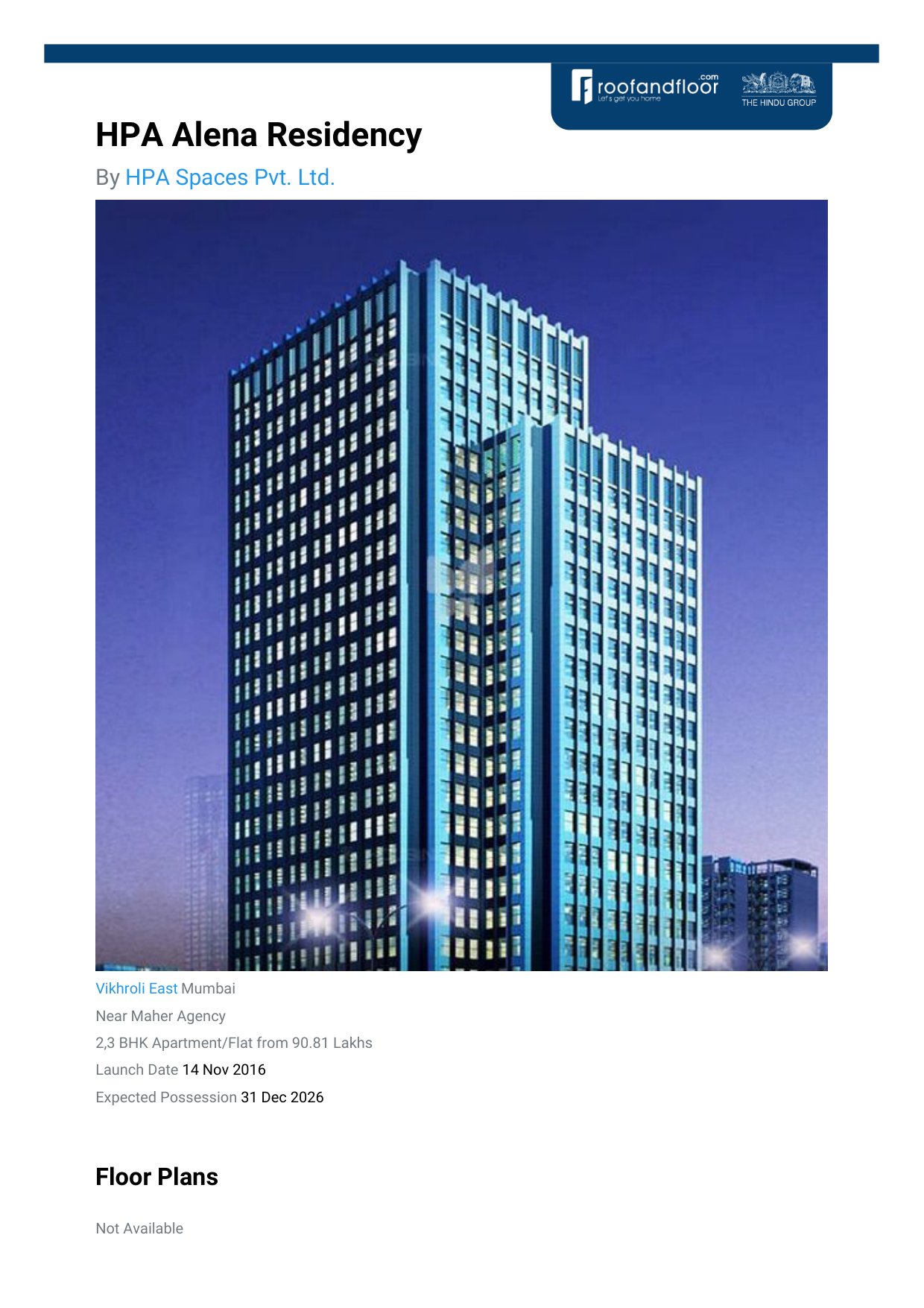 HPA Alena Residency in Vikhroli East, Mumbai