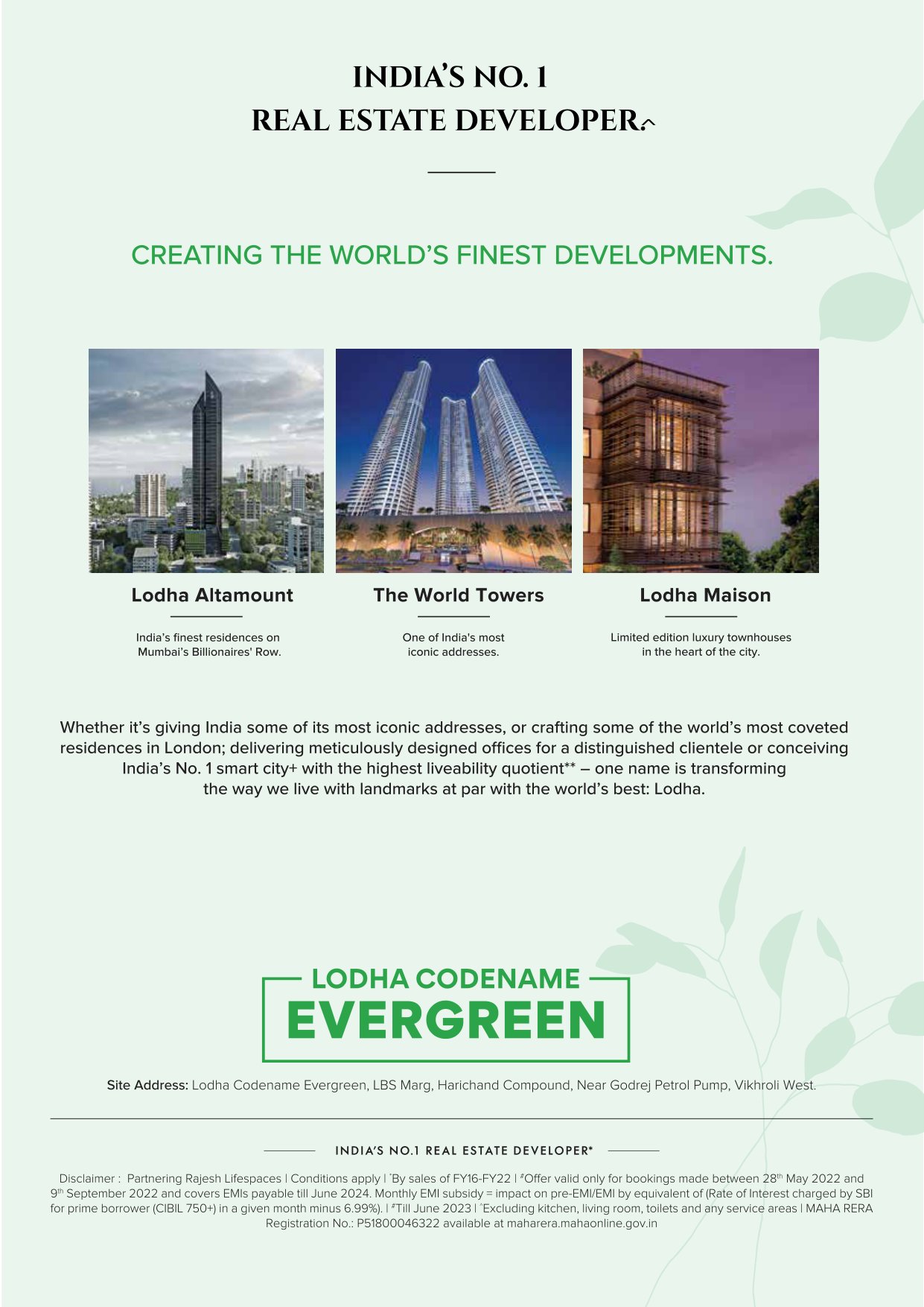 Lodha Codename Evergreen